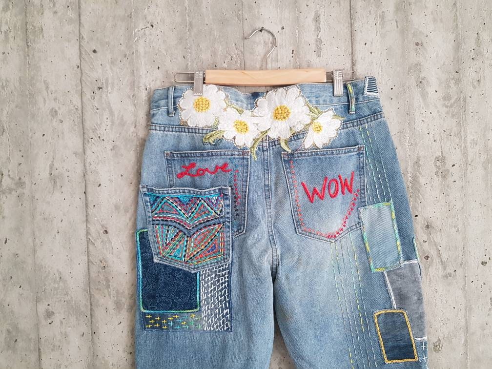 All SIZES High Waist Destroyed Boyfriend Jeans Distressed and | Etsy