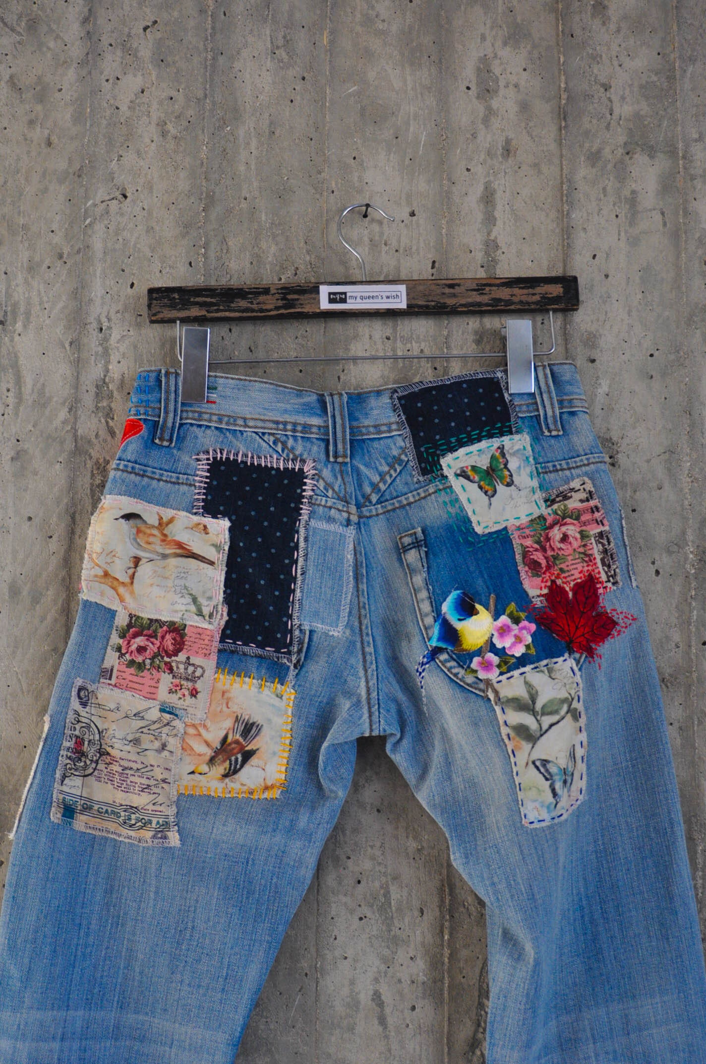 Denim Denim Jeans Lightweight Jeans Pants Patched Women - Etsy Israel