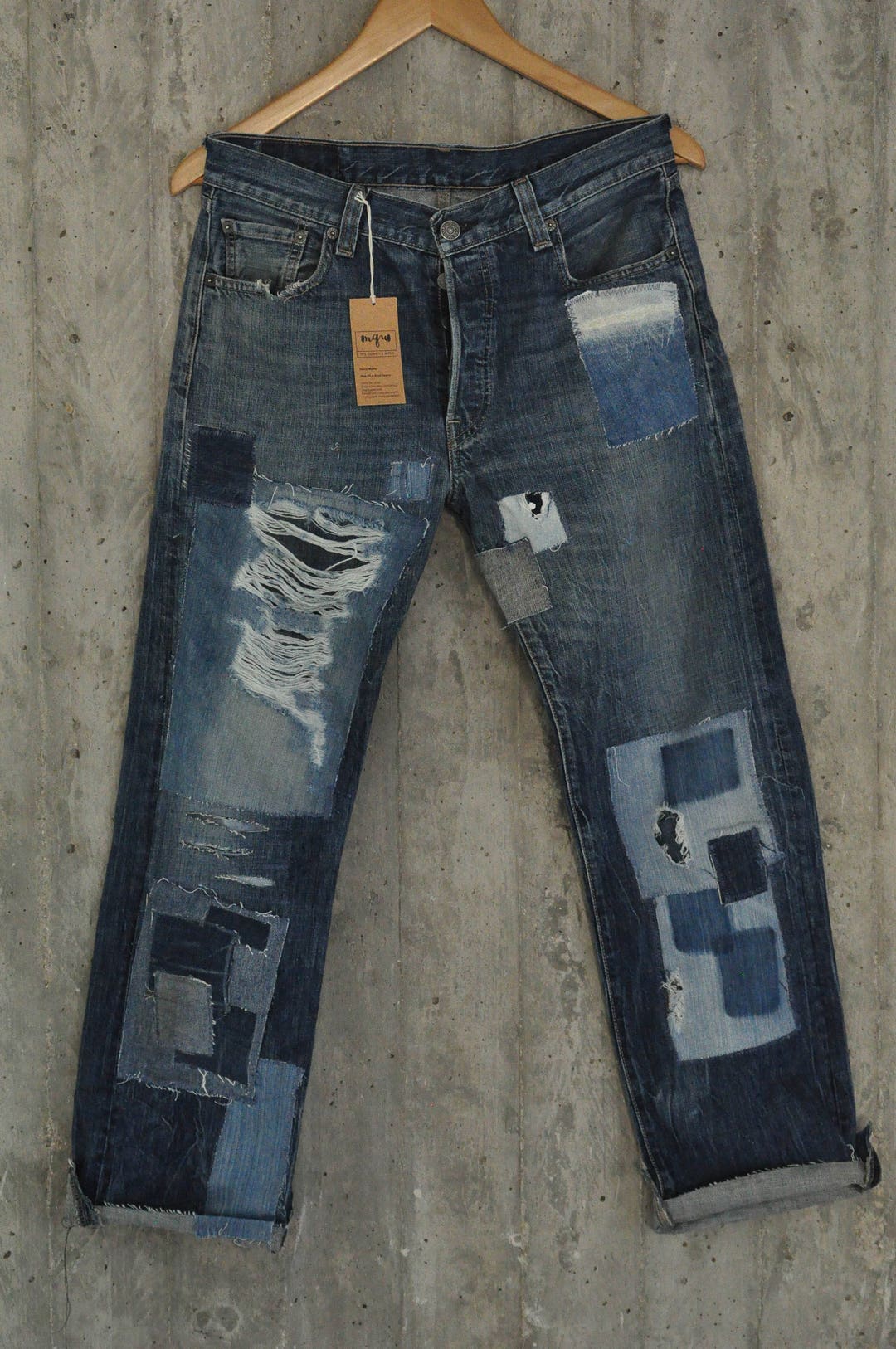 Levis 501 Hand Made Embroidery Unique Patches High Waisted Mom - Etsy