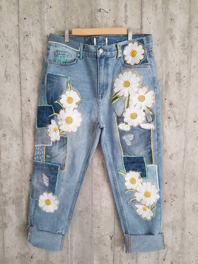 All SIZES High Waist Destroyed Boyfriend Jeans Distressed and | Etsy