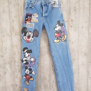 Mickey Mouse Distressed Vintage Boyfriend Jeans/hipster - Etsy