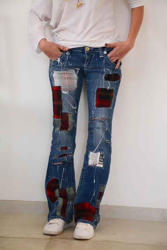 denim jeans with patches