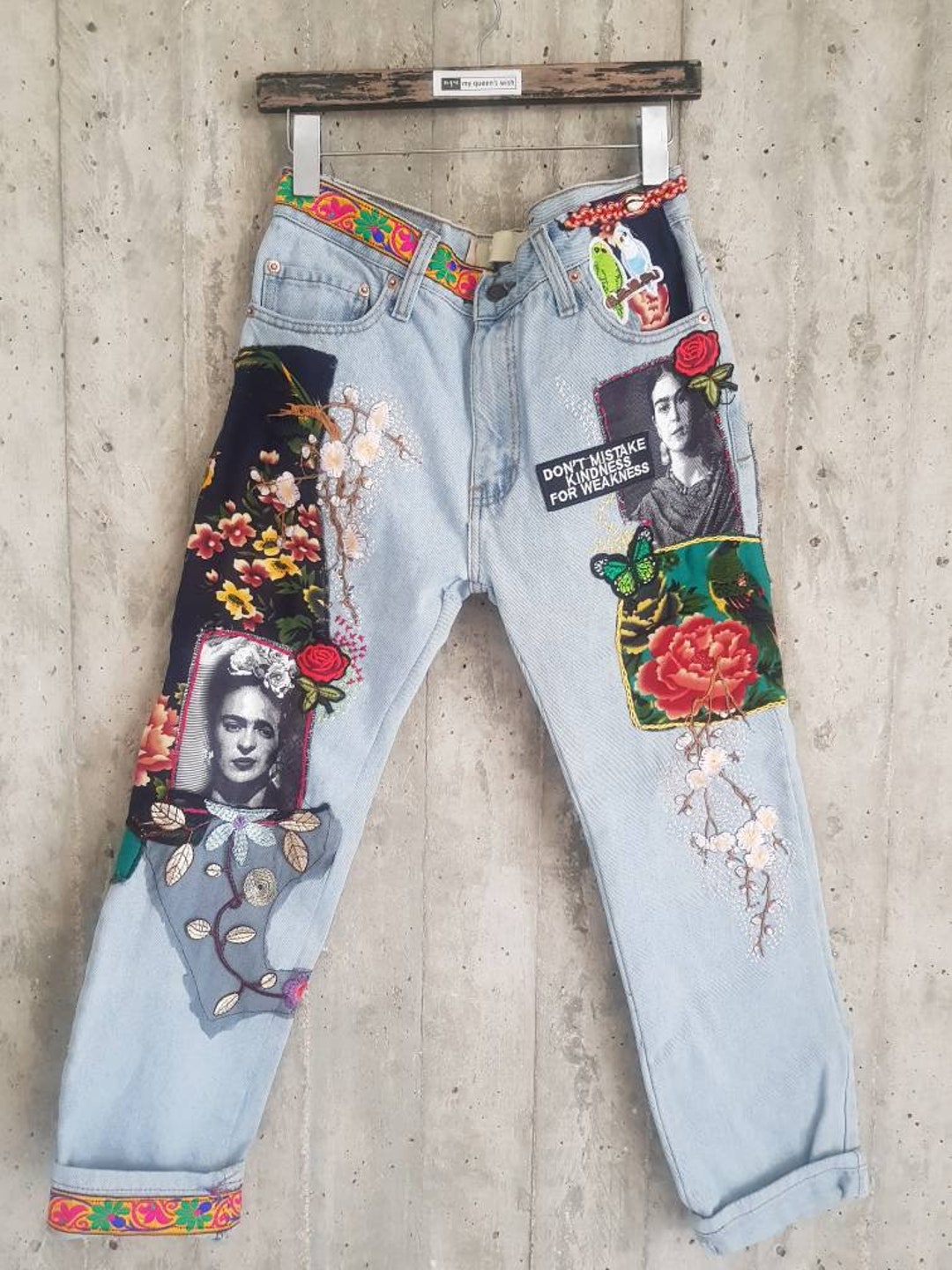 Prida Kahlo Jeans Vintage 80s90s Slim Fit Denim Hippie Boho - Etsy