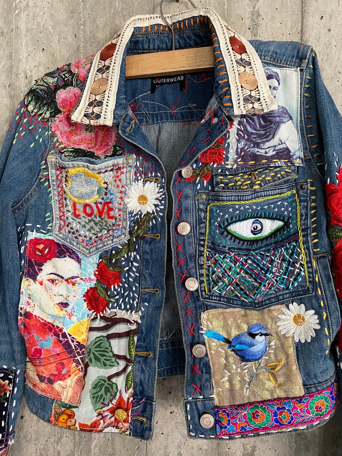 Prida Kahlo Jacket Vintage 80s90s Slim Fit Denim Jeans Retro - Etsy