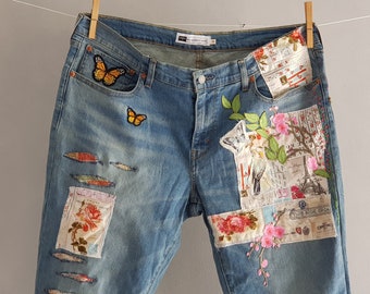 Rainbow Vintage Levi's Jeans Relaxed Mom Jeans Custom Made Jeans Made by  Order Personalized Your Jeans 