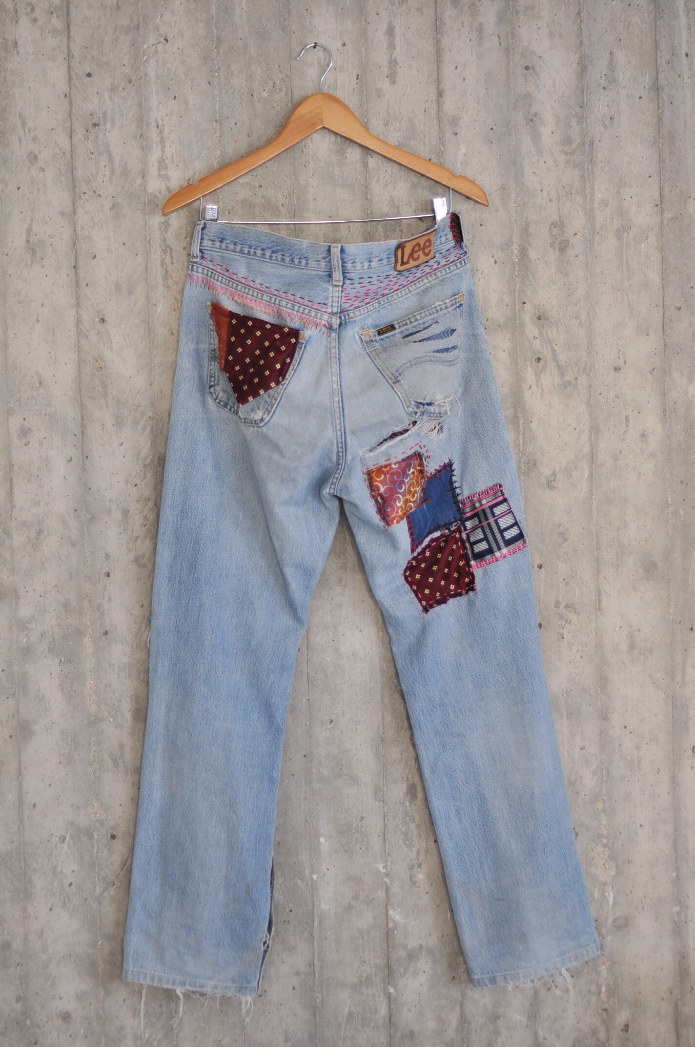 Women's Vintage Mom Jeans Patched Denim Vintage Jeans - Etsy Israel