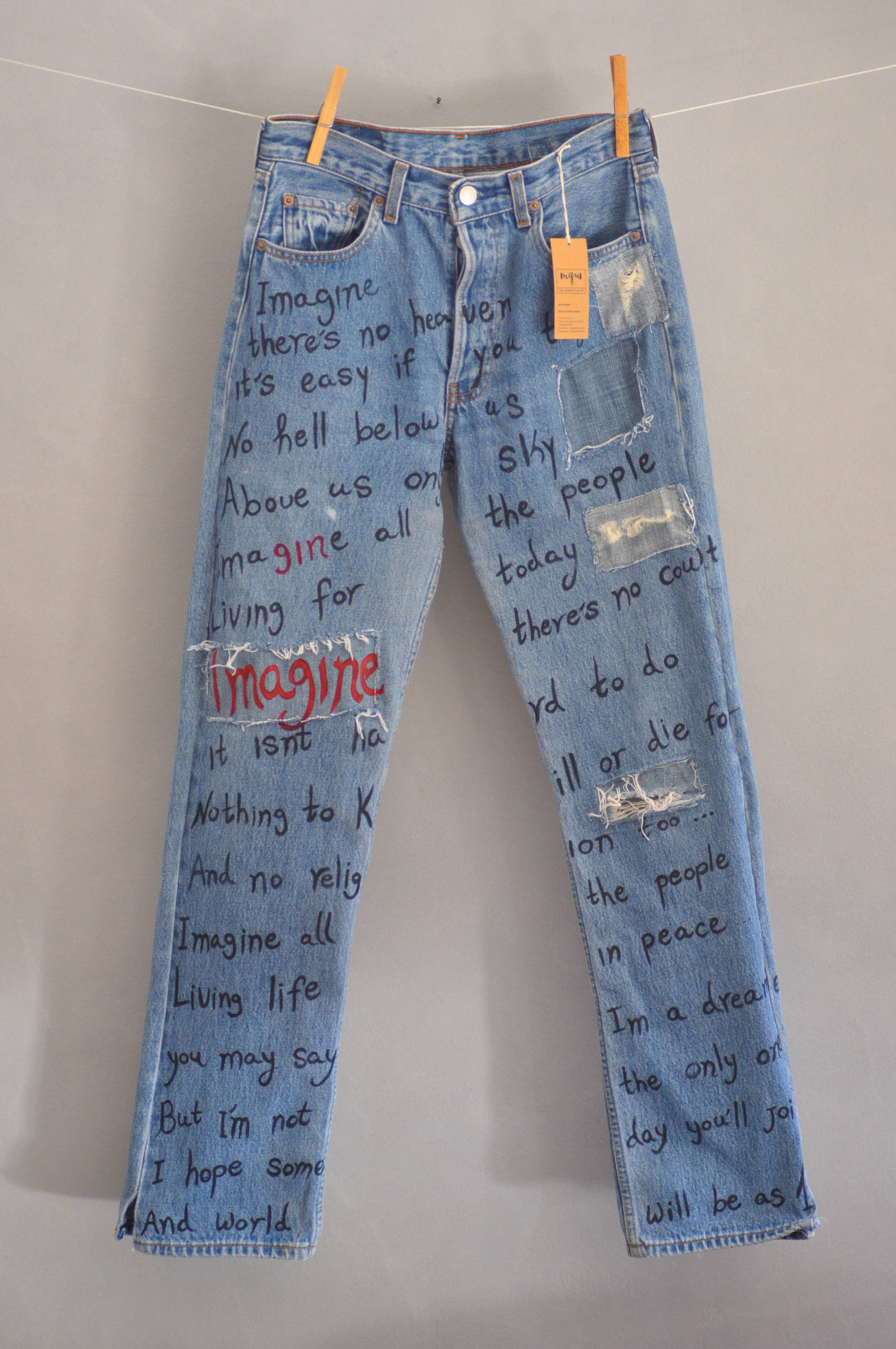 Levis 501 Hand Made Embroidery Unique Patches Painted Denim - Etsy