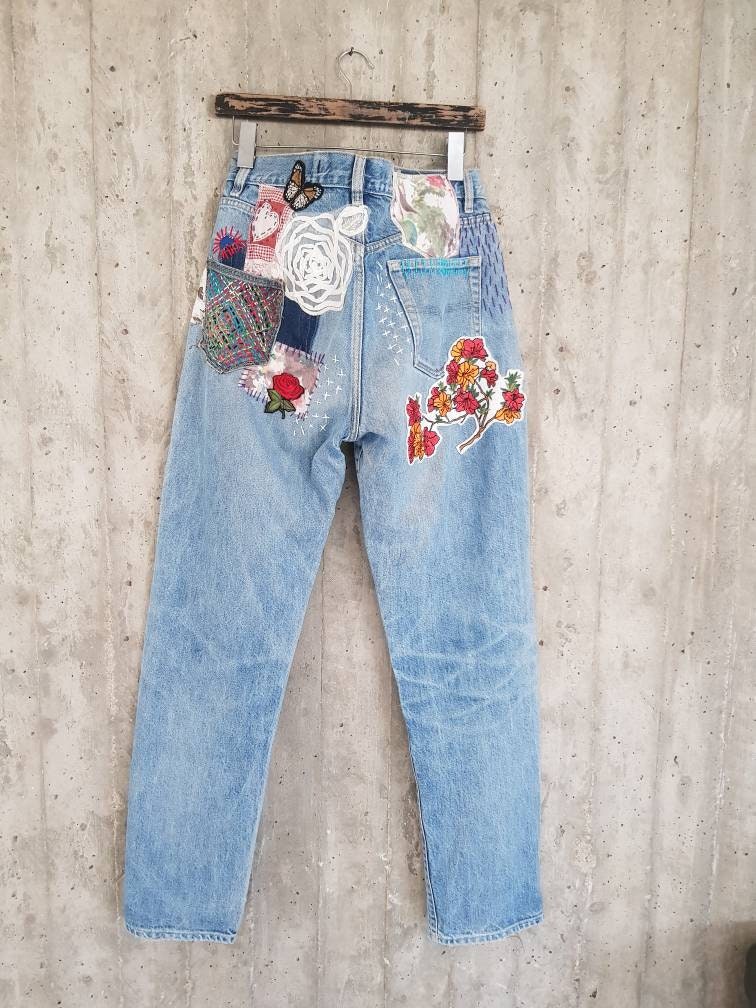 All SIZES High Waist Destroyed Boyfriend Jeans Distressed and | Etsy