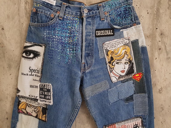 Womens Boyfriend Jeans Graphic Jeans 