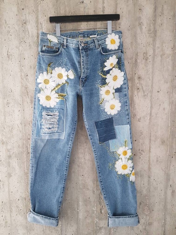 All SIZES High Waist Destroyed Boyfriend Jeans Distressed and | Etsy