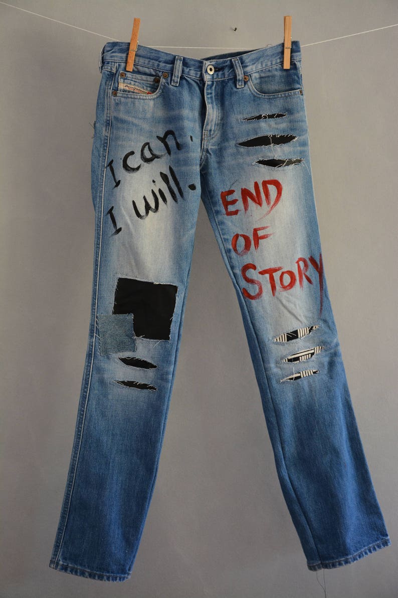 All SIZES High Waist Destroyed Boyfriend Jeans | Etsy