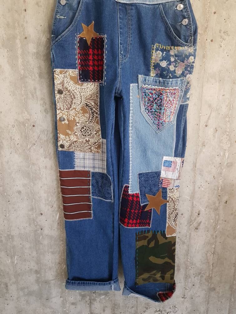 Women Casually Denim Overalls Cotton Jumpsuits Bib Loose - Etsy