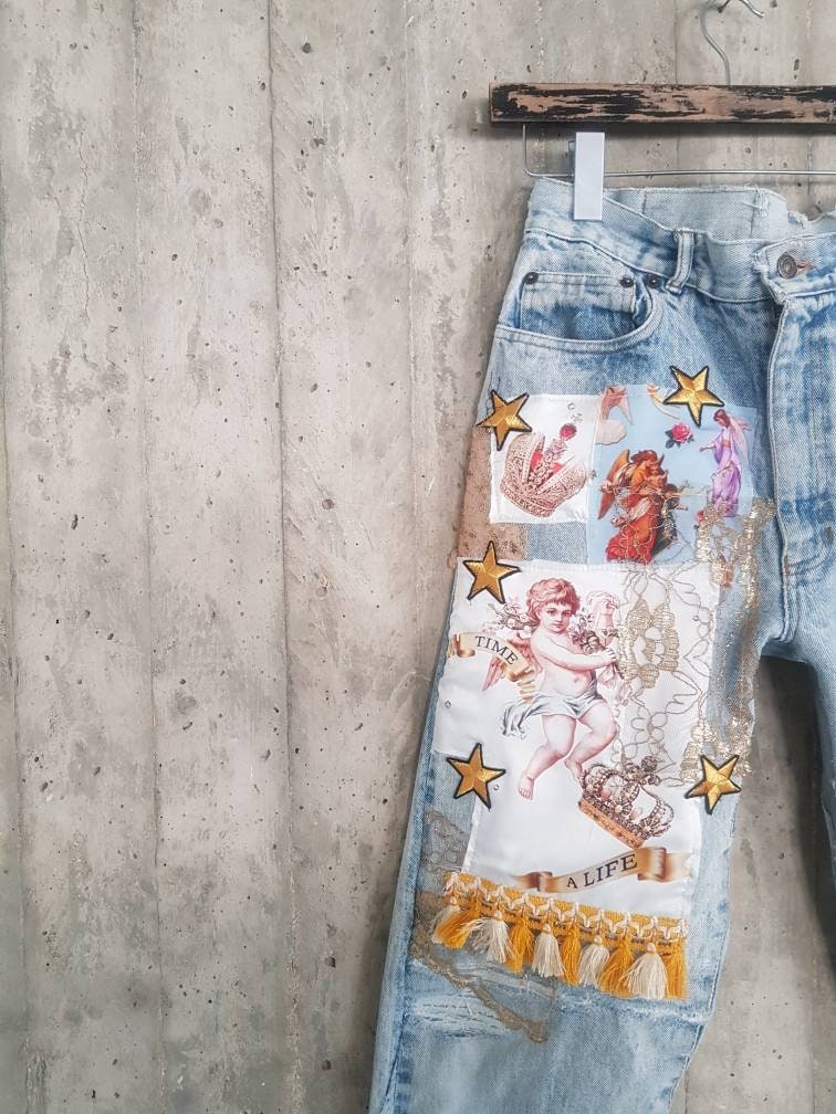 Reworked Vintage Levi's Jeans With Patches / Redone Denim - Etsy