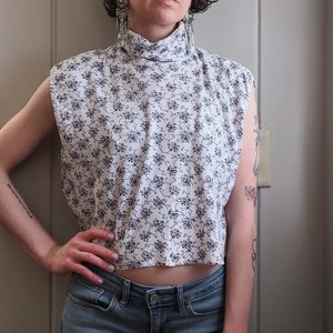 White Turtleneck With Blue Floral - Etsy