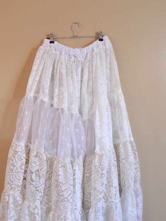 Boho Wedding Skirt Maxi Lace Peasant Patchwork Cream Scallop | Etsy