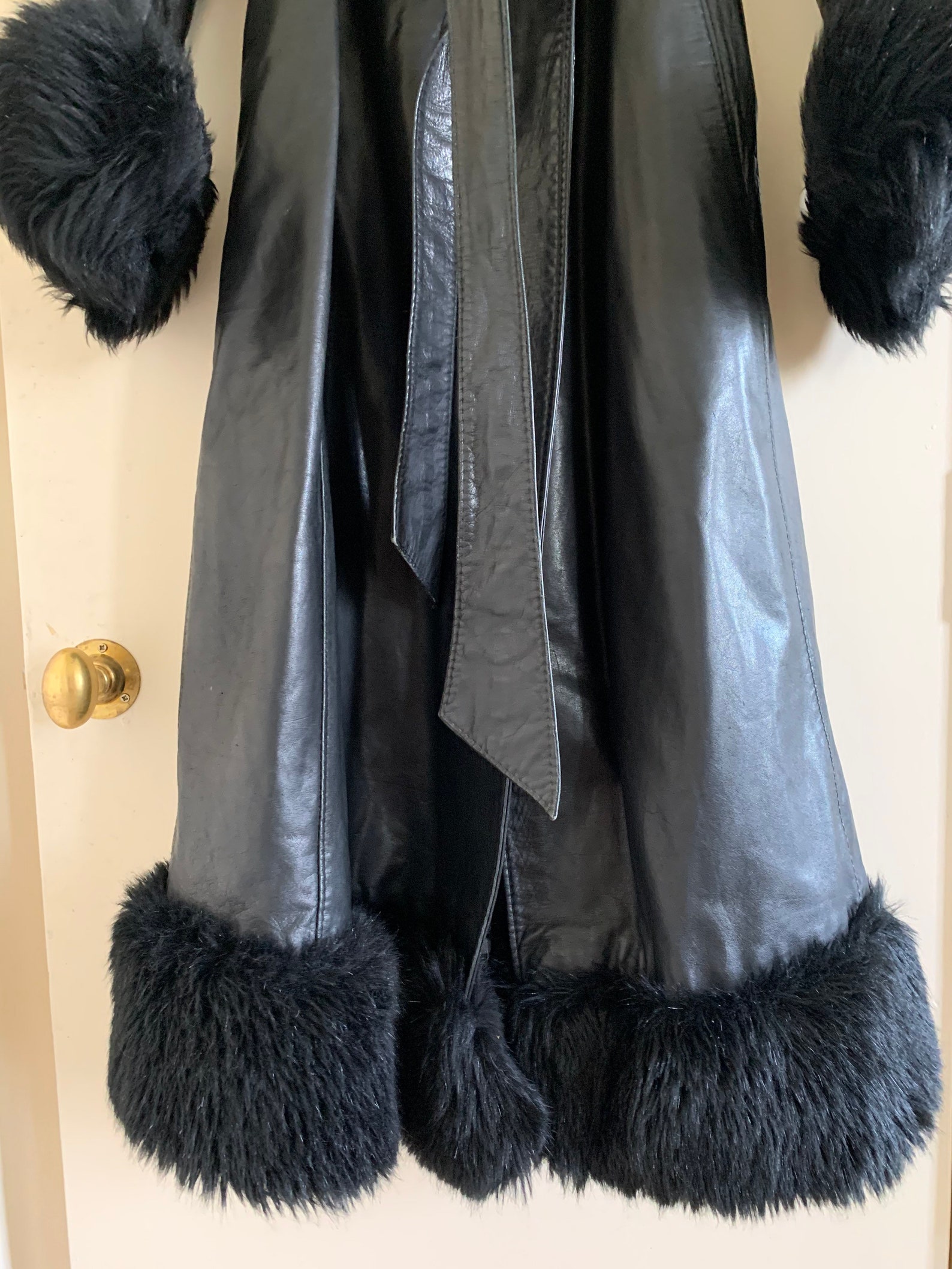 Vintage 90s Leather Coat Afghan Coat Penny Lane Black Genuine Etsy UK