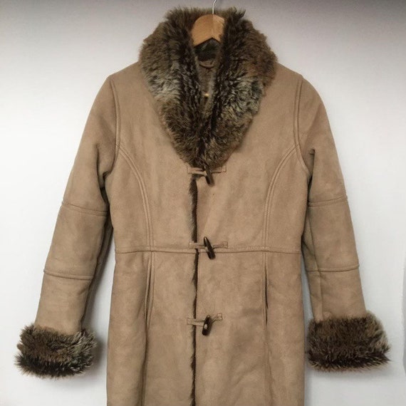 Vintage 90s faux fur faux suede Afghan coat penny