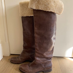 Vintage Michael Kors leather and sheepskin over the knee brown boots riding boots style size 38 eur 5 UK