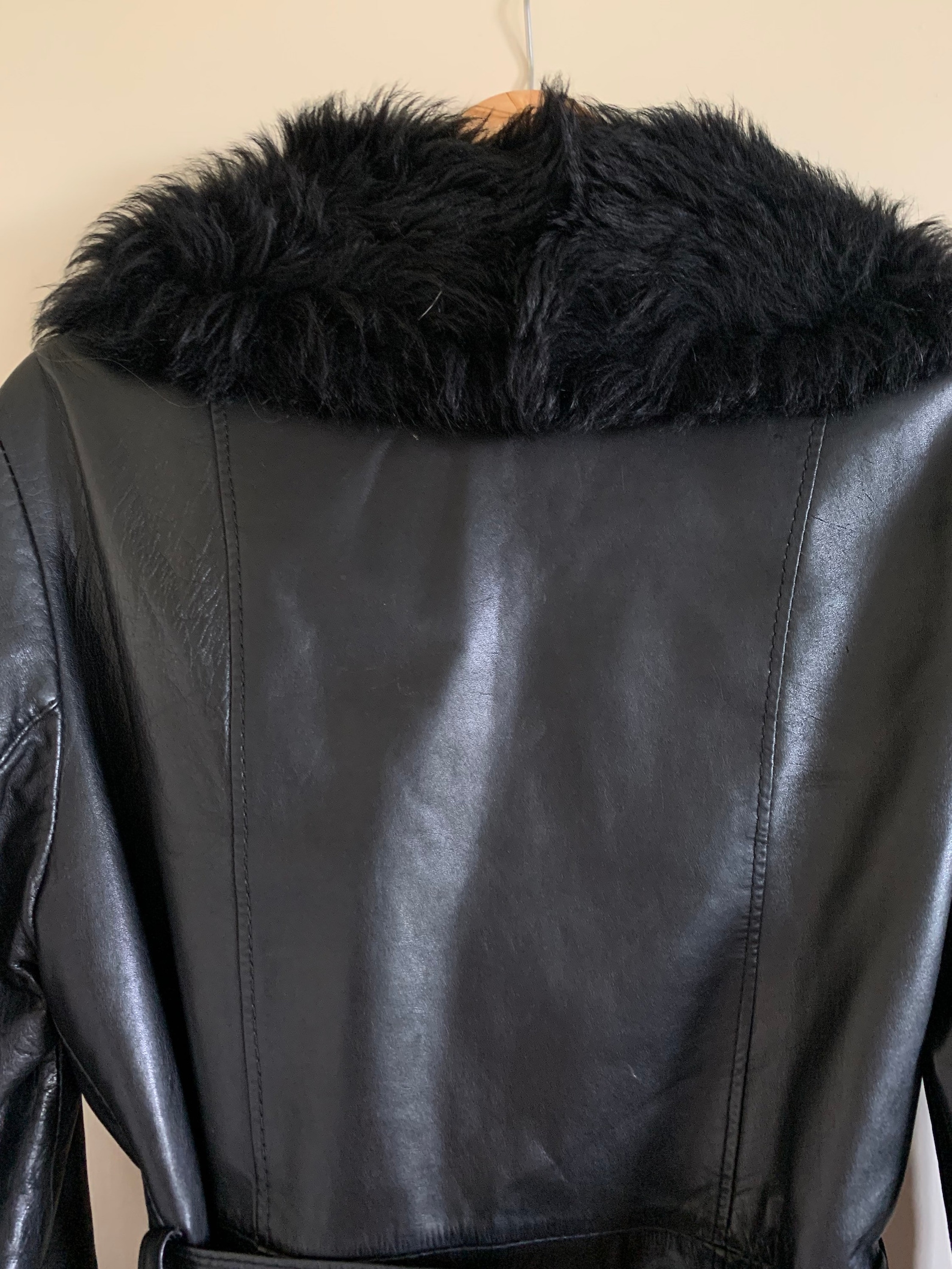 Vintage 90s Leather Coat Afghan Coat Penny Lane Black Genuine | Etsy UK