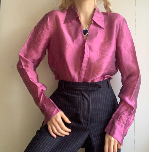 Chemise Manches Longues CLOSED Look Utilisé Lilas Bleu Taille 164 - Occasion Bon état