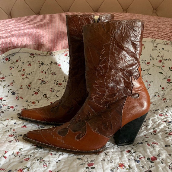 Vintage embroidered cowboy boots leather cowboys w