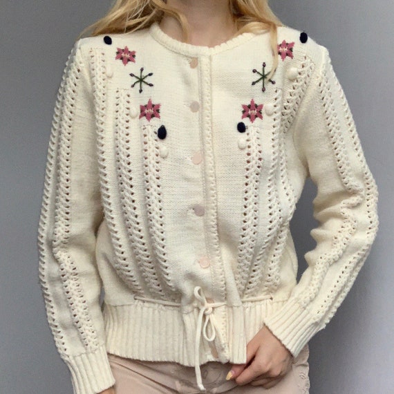 Genuine 80s handmade hand knitted cardigan wool vi