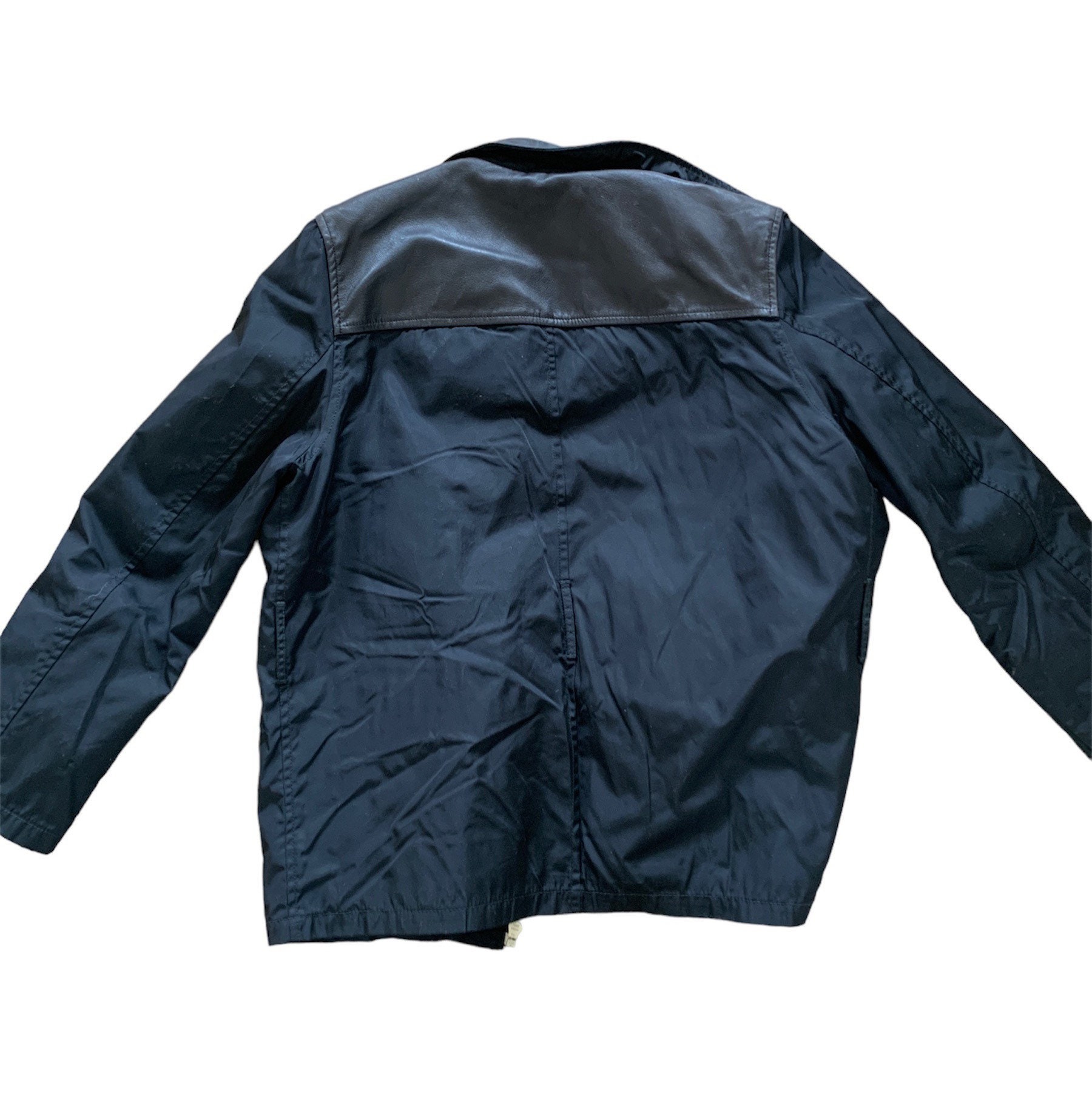 Prada Vintage 90s Nylon Leather Jacket Coat Size S/M - Etsy