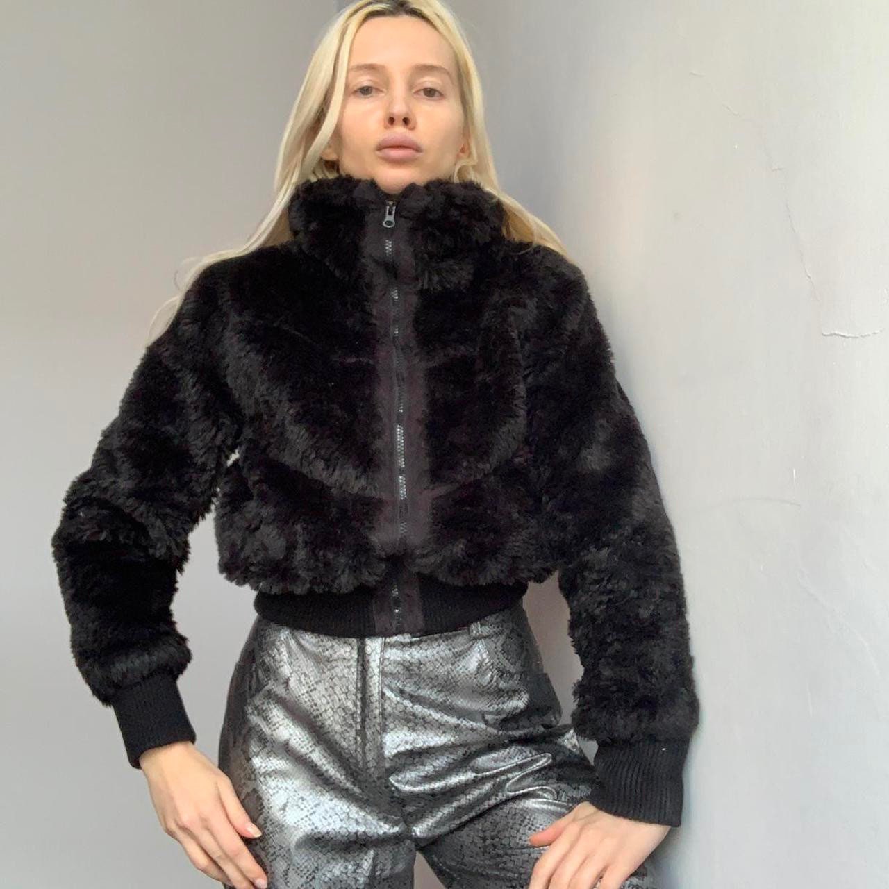 cropped fur bomber