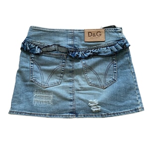 Vintage D&G dolce Gabbana y2k mini micro skirt distressed denim skirt