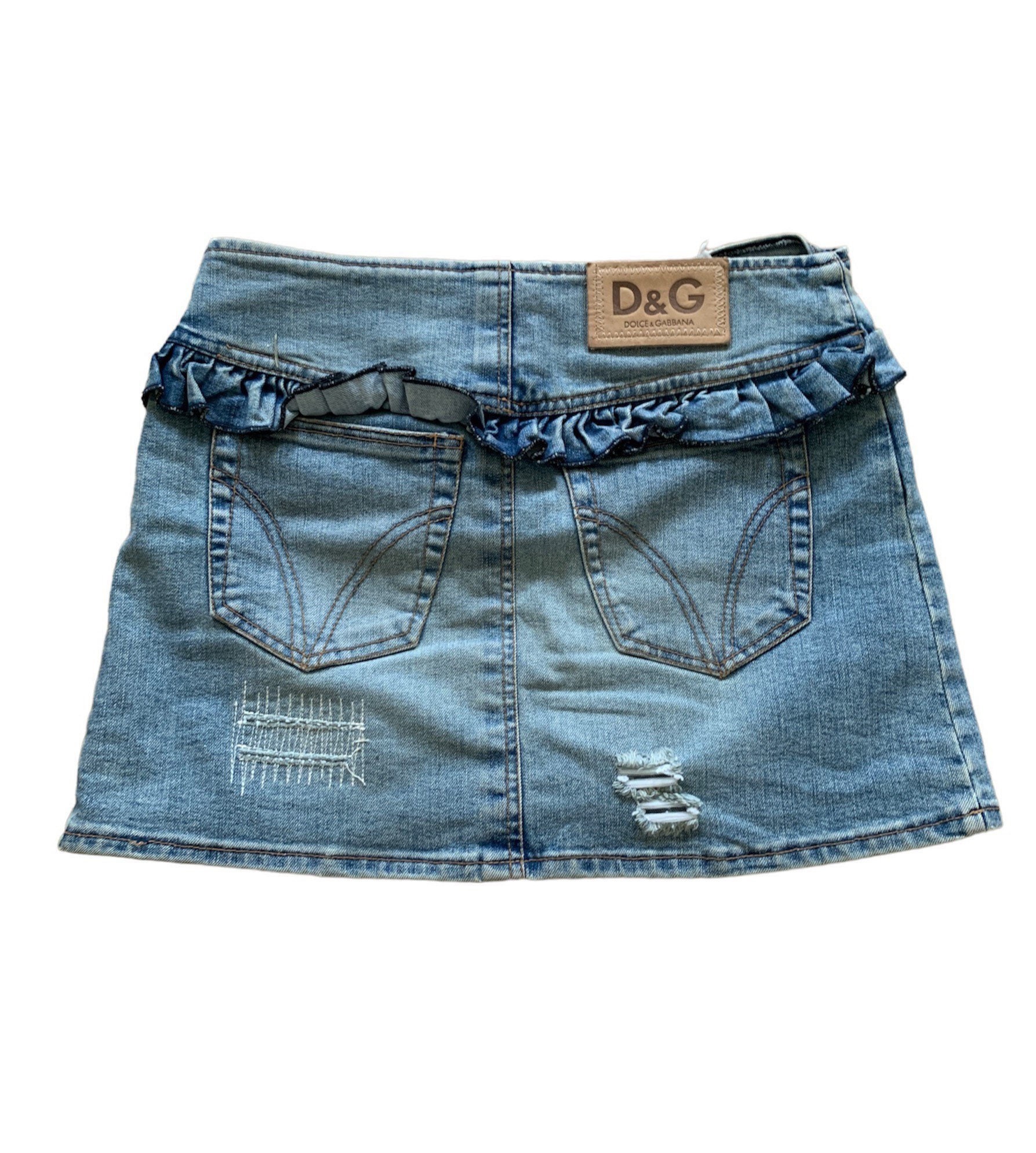 Vintage D&G Dolce Gabbana Y2k Mini Micro Skirt Distressed