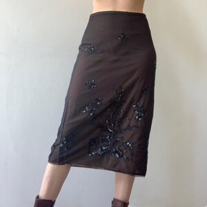 Mary Kate Ashley skirt sequin mesh y2k midi pencil black skirt