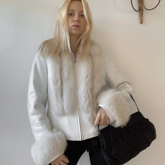 white leather jacket with fur