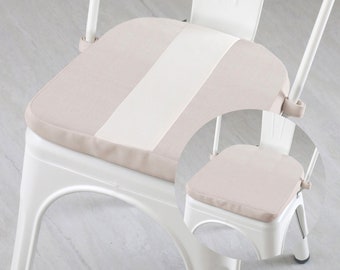 Reversible Striped Seat Cushion – Tolix-Style Metal Chair, Indoor/Outdoor