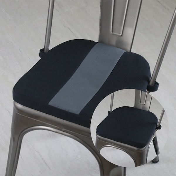 40% OFF –– Reversible Indoor/Outdoor Seat Cushion for Tolix-style Metal Chair; Charcoal with Iron Gray Stripe