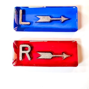 Juego de marcadores de rayos X con flechas derecha e izquierda