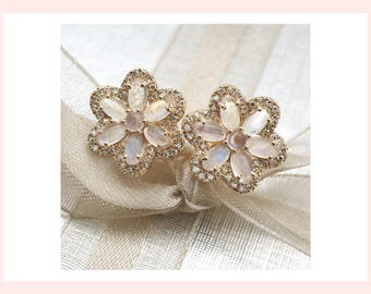 Ulka Rocks Warrenton diamond flower earrings in 14k gold