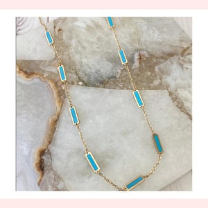 Ulka Rocks 14k gold station necklace | Teal and gold necklace | Blue station | Turquoise station | Turquoise necklace | Italian gold