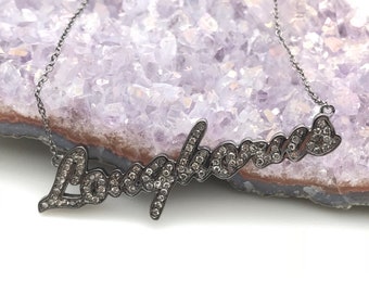 Ulka Rocks Longhorns pave diamond necklace, Longhorns gift, Longhorn necklace, University of Texas necklace, UT necklace