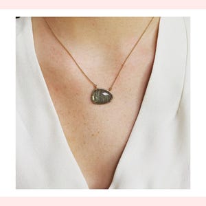 Short 14k gold diamond AAA labradorite necklace