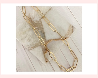 14k Solid Gold Link Chain Necklace - Ulka Rocks Italian Design