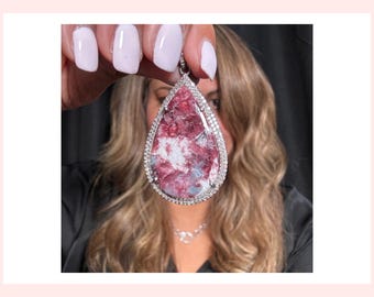 Colgante de turmalina Paraiba: lágrima de plata de ley con diamantes