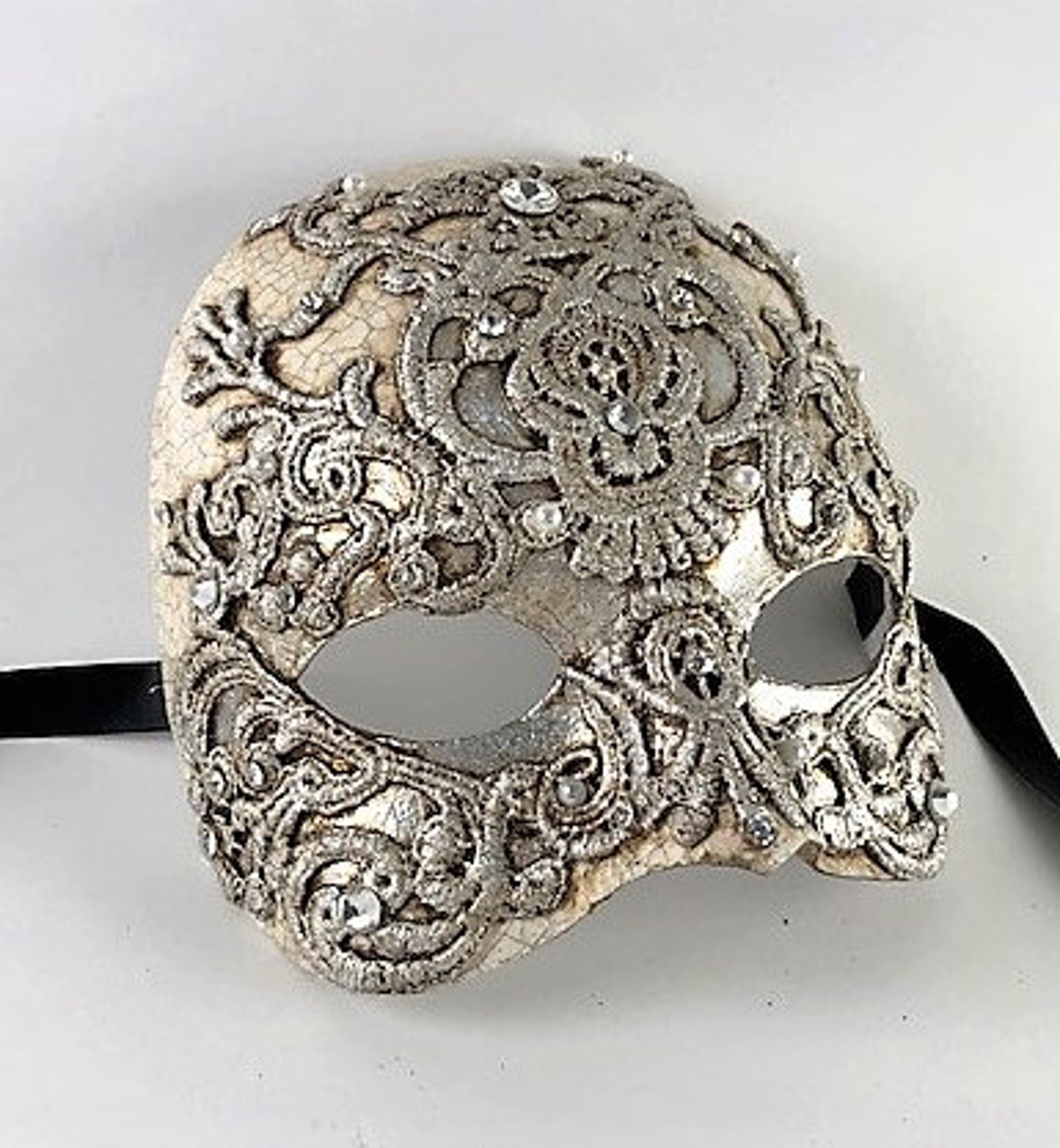 Mezzo Volto Macrame Silver Eyes Wide Shut Mask Half Etsy