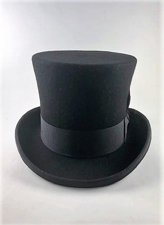 Victorian Top Hat Black Wool Felt 