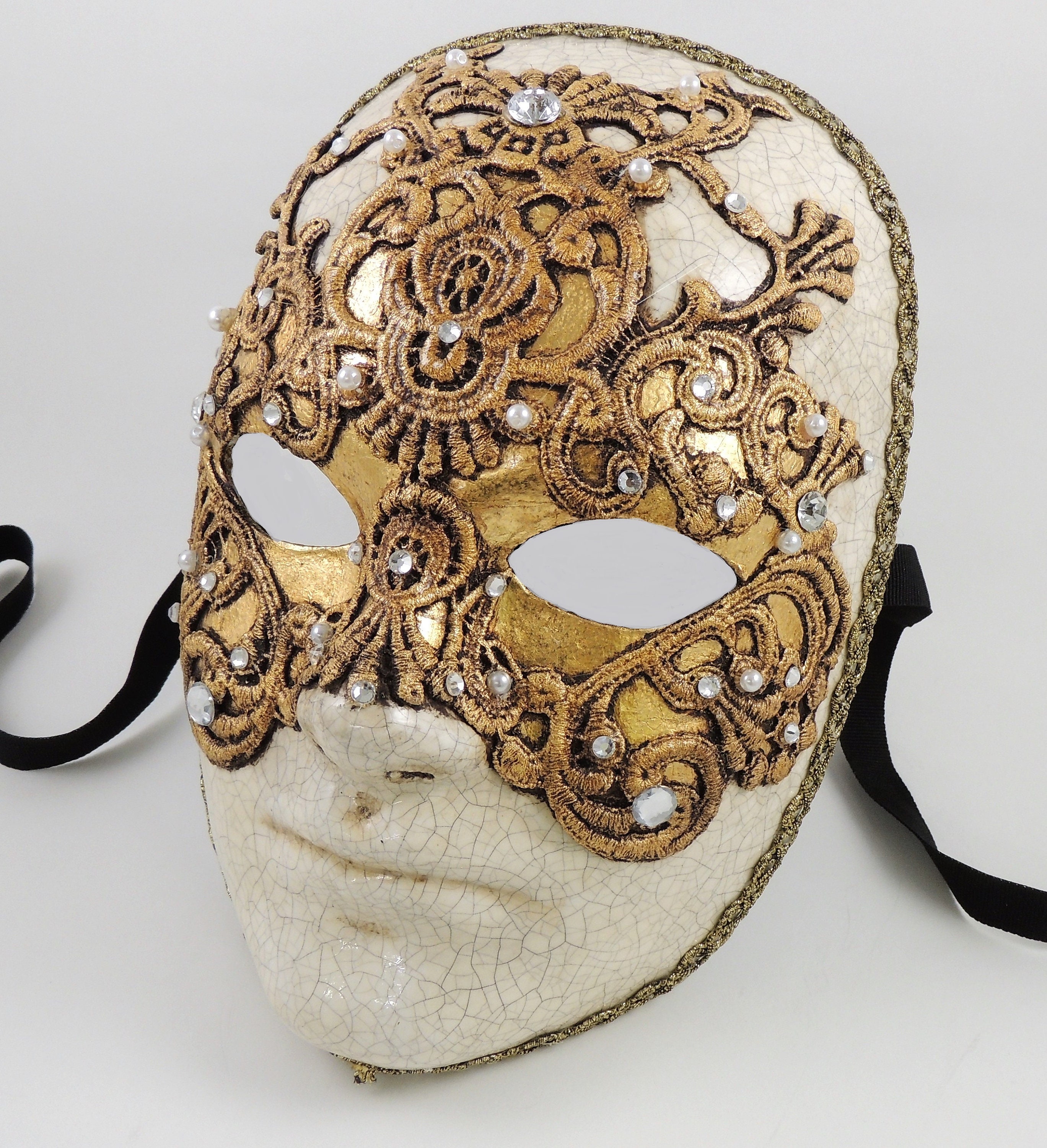 Volto Macrame Gold Eyes Wide Shut Mask Full Face Mask Etsy