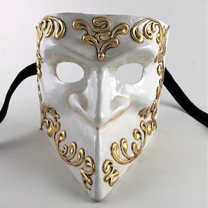 Venetiaans Bauta-decormasker - klassiek wit en goud