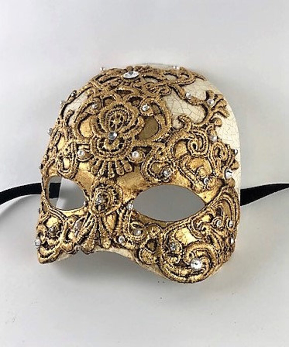Mezzo Volto Macrame Gold Eyes Wide Shut Mask Half Etsy