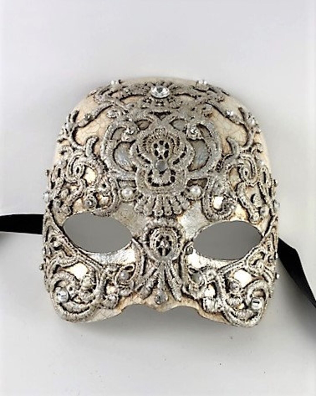 Mezzo Volto Macrame Silver Eyes Wide Shut Mask Half Face Mask