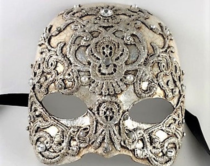Mezzo Volto Macrame Silver Eyes Wide Shut Mask Half Face Mask