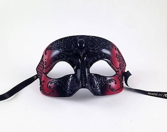Venetian Masquerade Eye Mask - Black and Red