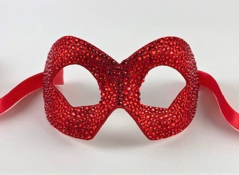 Venetian Masquerade Eye Mask Satin and Crystals \u2013 Red and Red